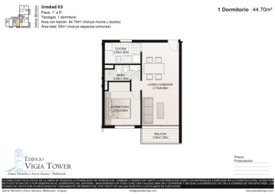 Apartamento en venta, 1 dormitorio en Maldonado 
