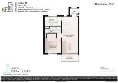 Apartamento en venta, 1 dormitorio en Maldonado 