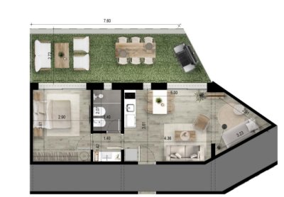 Apartamento de 1 dormitorio con patio en venta en Mansa, Punta del Este.