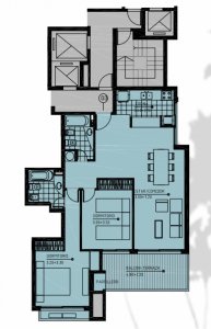 Miami Boulevard II de 2 dormitorios con parrillero