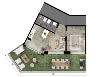 Venta de apartamento de 1 dormitorio en Mansa, Punta del Este, con Patio.