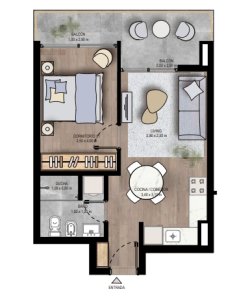 En venta apartamento de 1 dormitorio en Mansa, Punta del Este.
