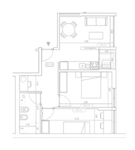 Apartamento de 2 dormitorios