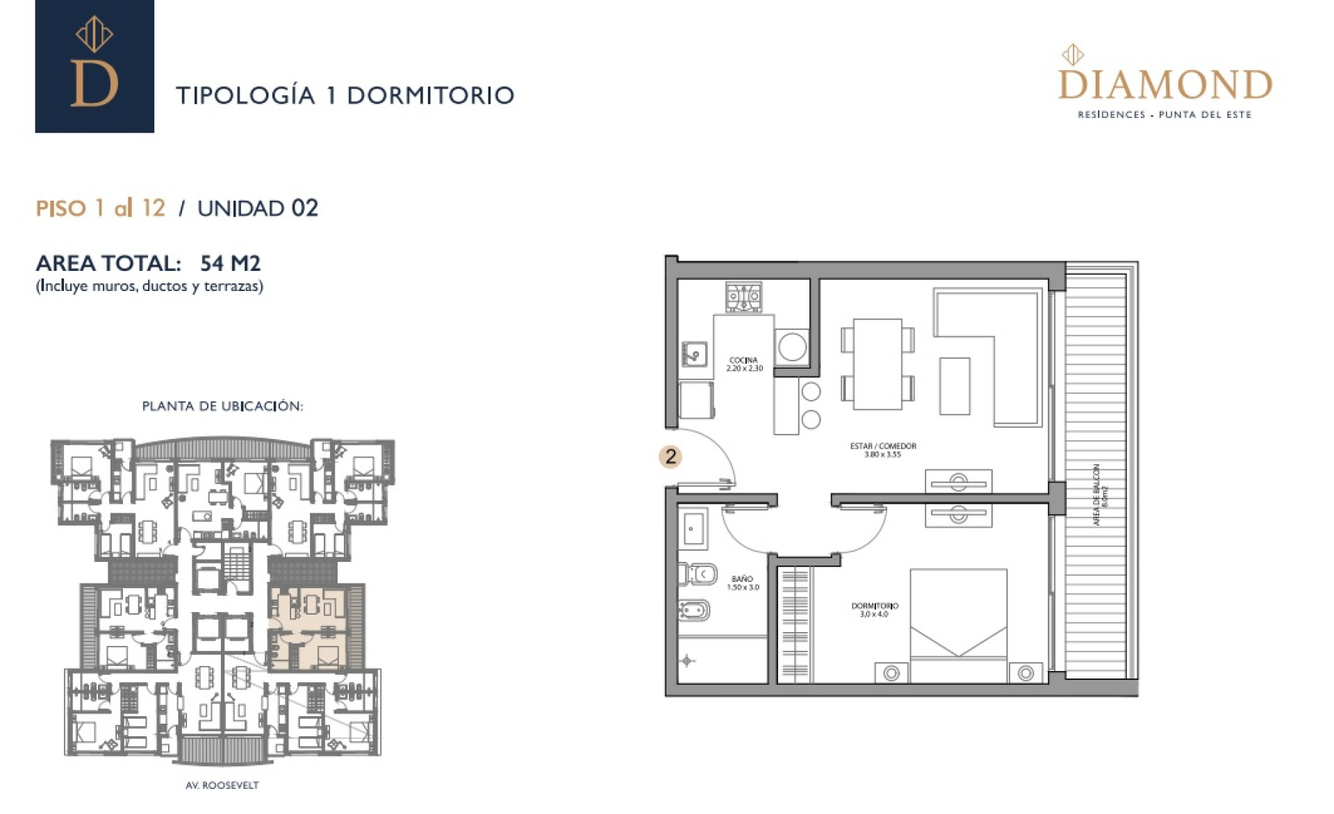 Planta / tipología de Diamond