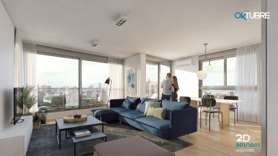 Apartamento de 2 dormitorios en La Blanqueada, Torre Oktubre ideal inversores