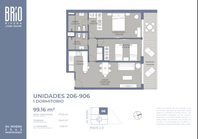 Apartamento en Venta, Rivera y Ponce, 2 dormitorios, Garajes Disponibles