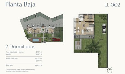 Venta Apartamento 2 Dormitorios  con Jardín Privado y Parrillero en Parque Carrasco 