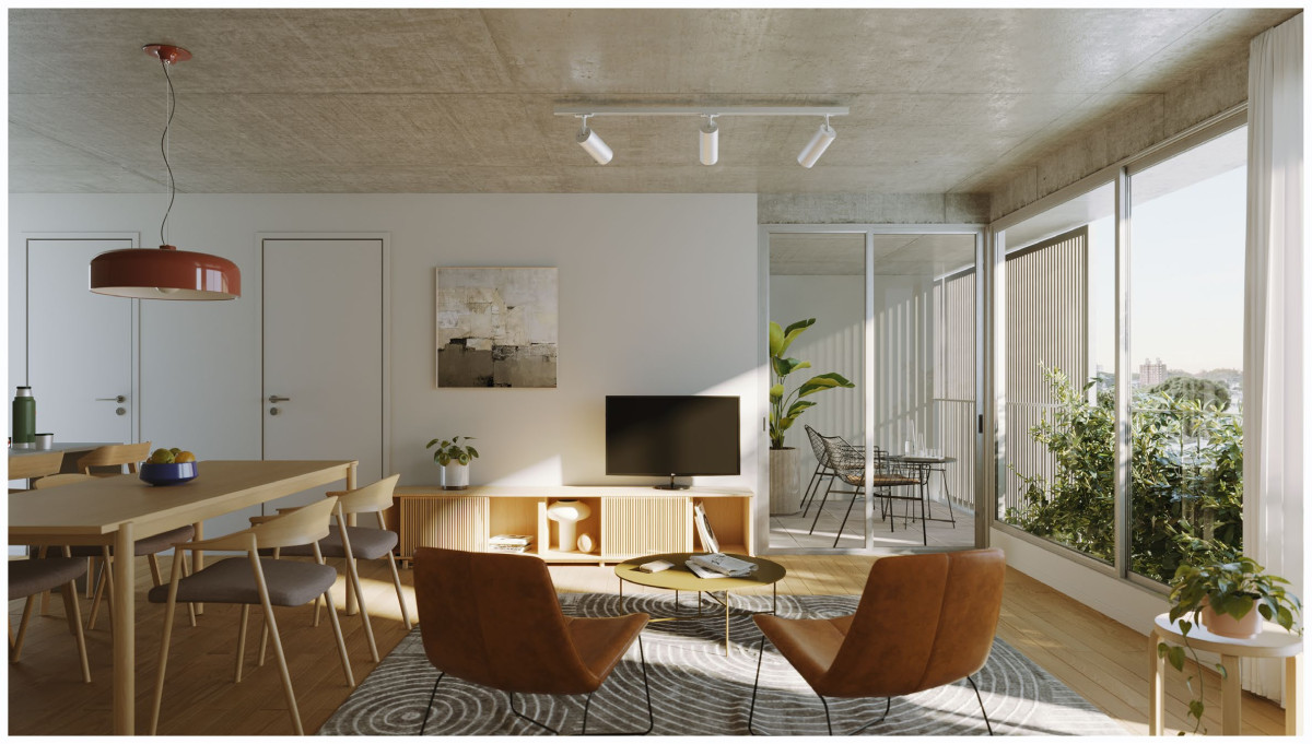 Venta apartamento 1 dormitorio con terraza en construcción en Tres Cruces