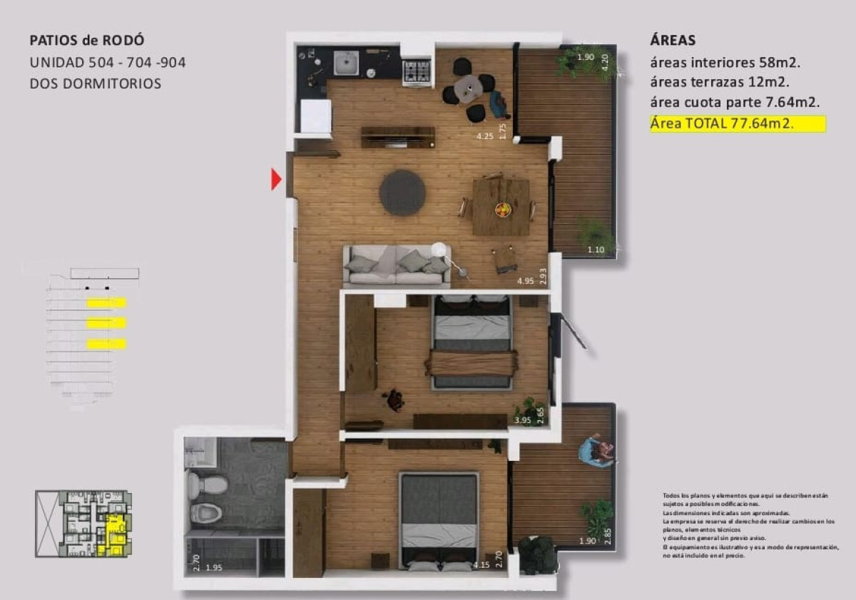 Venta apartamento 2 dormitorios en Cordón, entrega diciembre 2026