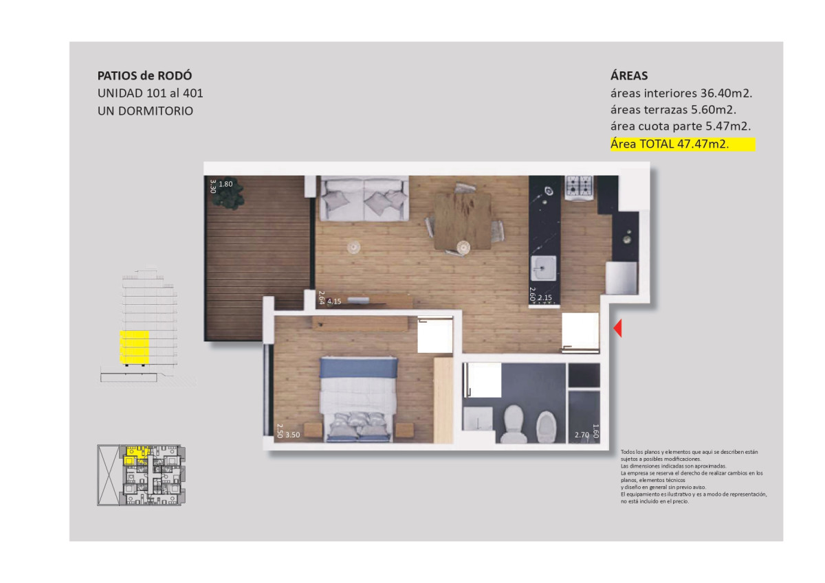 Venta apartamento 1 dormitorio en Cordón