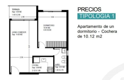 apartamento en venta 1 dormitorio bajo régimen de vivienda social