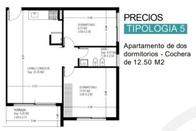 apartamento de dos dormitorios en venta  régimen de vivienda social