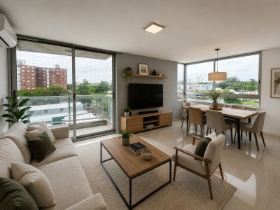 Apartamento en alquiler anual -2 dorm, 1 baño, con balcón y garage.  Zona Terminal