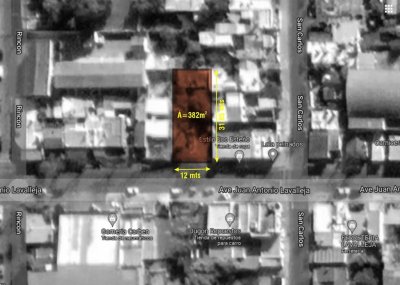 Terreno Maldonado sobre avenida Lavalleja, 382 m2 , ideal locales, comercio, aptos, etc. Venta US$ 120.000.