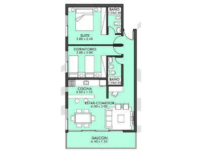 Apartamento en Aidy Grill, 2 dormitorios *