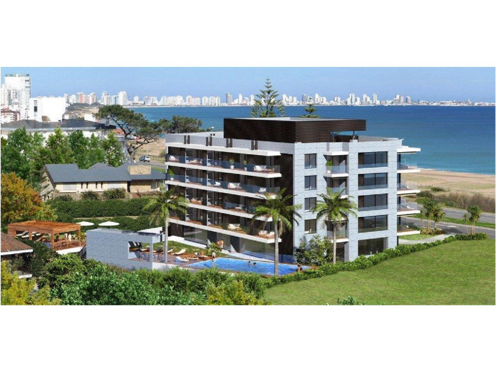 Fachada de Edificio Sea Breezes — Pinares, Playa Mansa, Punta del Este