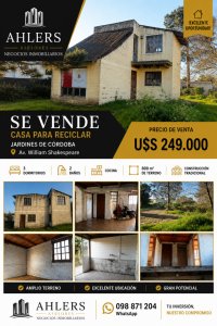 SE VENDE CASA PARA RECICLAR - JARDINES DE CÓRDOBA