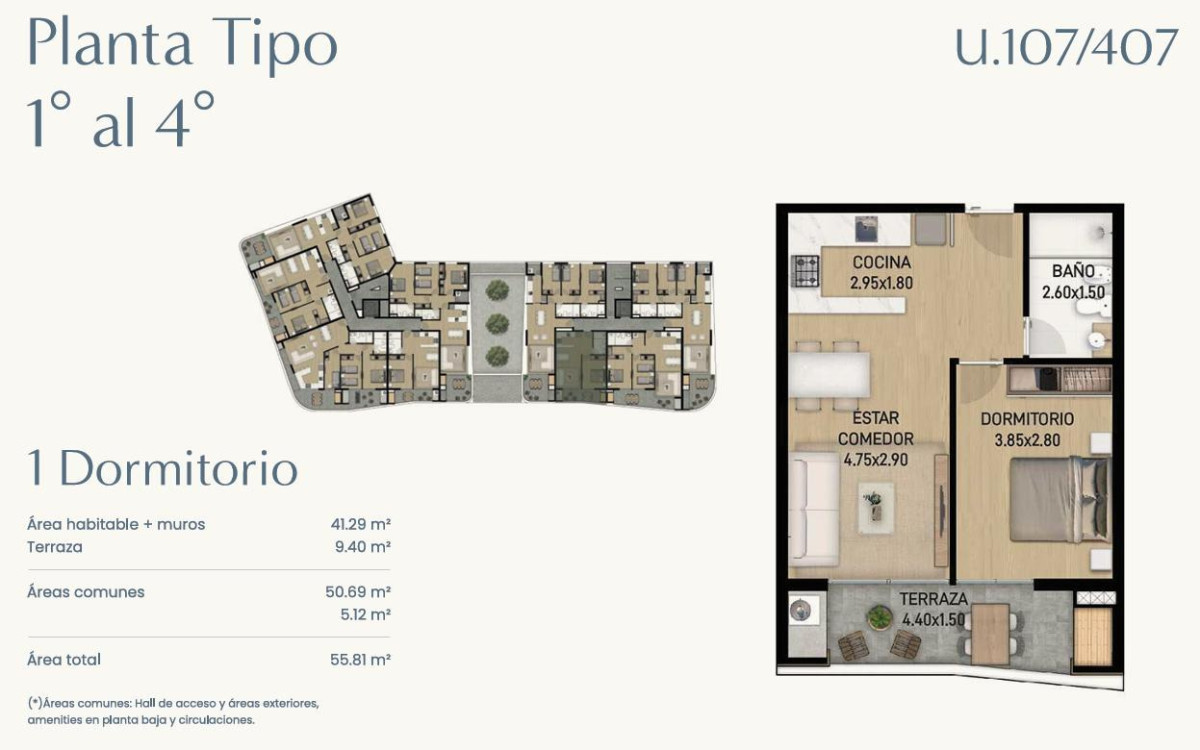 1 dormitorio en Parque Carrasco con vista al mar.