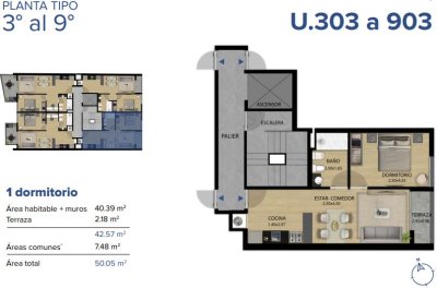 Venta de Apartamento a estrenar en Mayo del 2024 de 1 dormitorio Vivienda Promovida C903