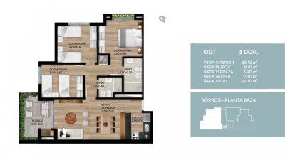 Venta de Apartamento 3 Dormitorios en el Prado C885-3D001B