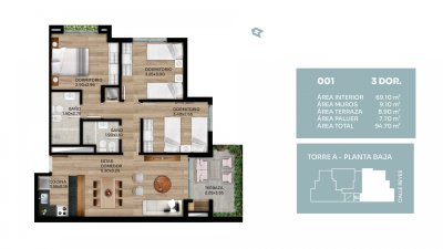 Venta de Apartamento 3 Dormitorios en el Prado C885-3D001A