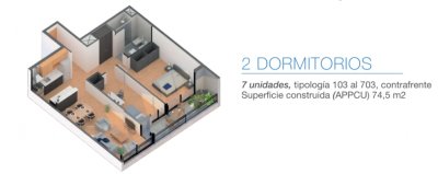 Venta de Apartamento de 2 Dormitorios a estrenar al frente en Tres Cruces con Gym, Barbacoa y más C991-203