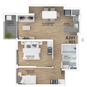 Venta de Apartamento a estrenar con 2 Dormitorios y servicios barbacoa, piscina y más C978-701