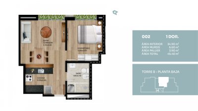 Venta de Apartamento 1 Dormitorio en el Prado C885-1D002B