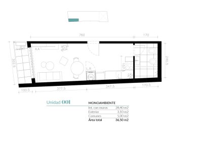 Venta de Monoambiente en Cordón con Terraza, Barbacoa, Cowork y Laundry