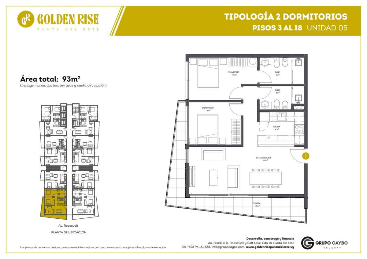 Apartamento de 2 Dormitorios en Roosevelt 