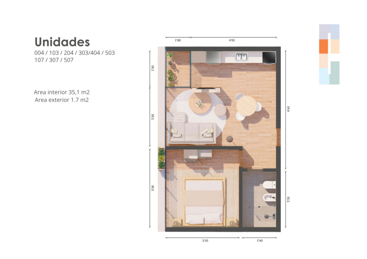 Apartamento en venta de 1 dormitorio