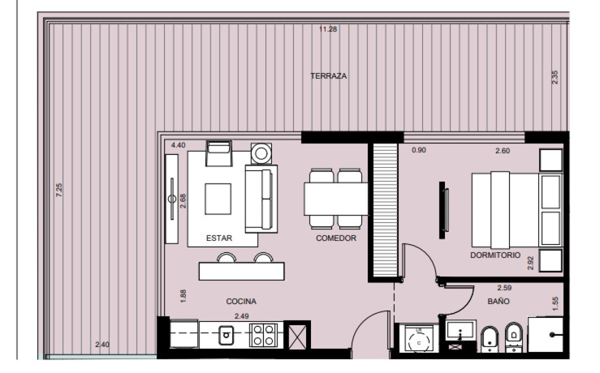 1 dormitorio a estrenar con Edificio con amenities  full 
