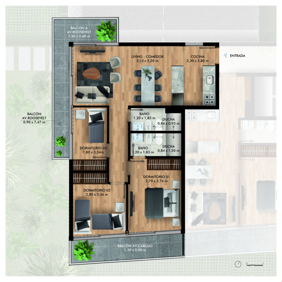 Amplio apartamento de 3 dormitorios en See Bosque
