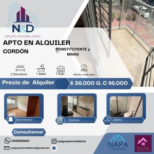 Oportunidad  Alquiler Apto 2 Dormitorios y Garage. 