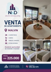 Venta apartamento 2 dormitorios en MAlvin