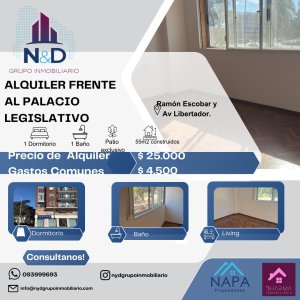 APTO EN ALQUILER FRENTE AL PALACIO LEGISLATIVO DE UN DORMITORIO