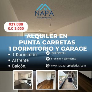 ALQUILER UN DORMITORIO CON BALCÓN Y GARAGE AL FRENTE EN PUNTA CARRETAS