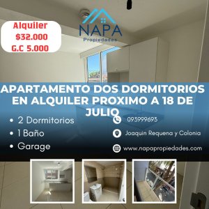 Alquiler Apto 2 dormitorios y garage
