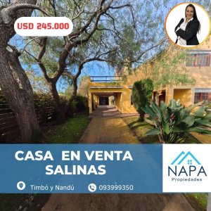 VENTA CASA EN SALINAS,  GRAN TERRENO, 3 DORMITORIOS Y PISCINA 