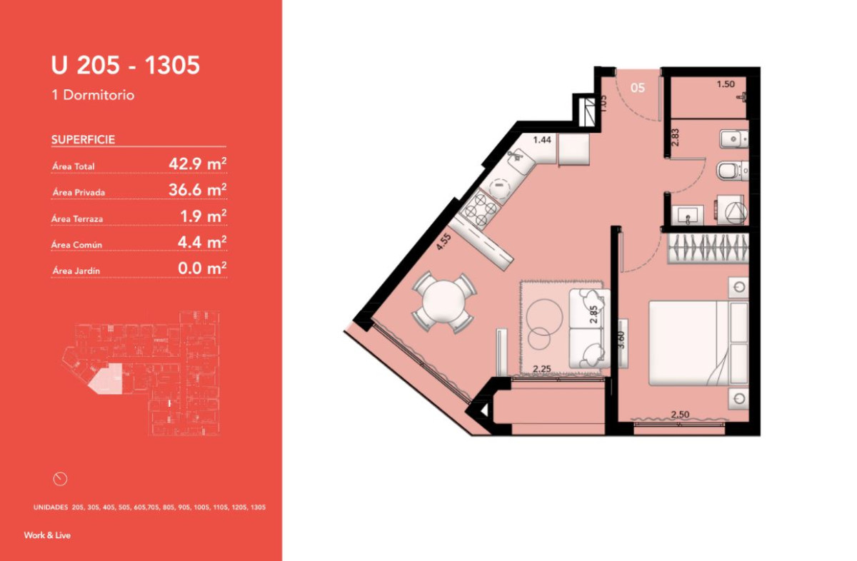 VENTA APARTAMENTO 1 Dorm. - TRES CRUCES 