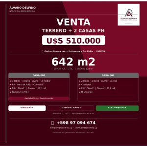 VENTA TERRENO con 2 CASAS PH - MALVIN- 097.094.674