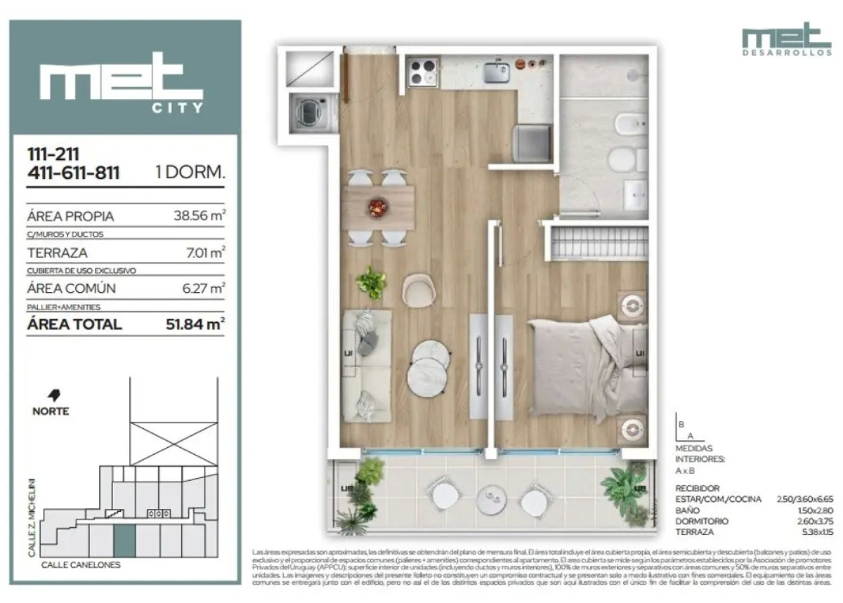 Venta Apartamento 1 Dormitorio Cordón Sur (COD 1153)