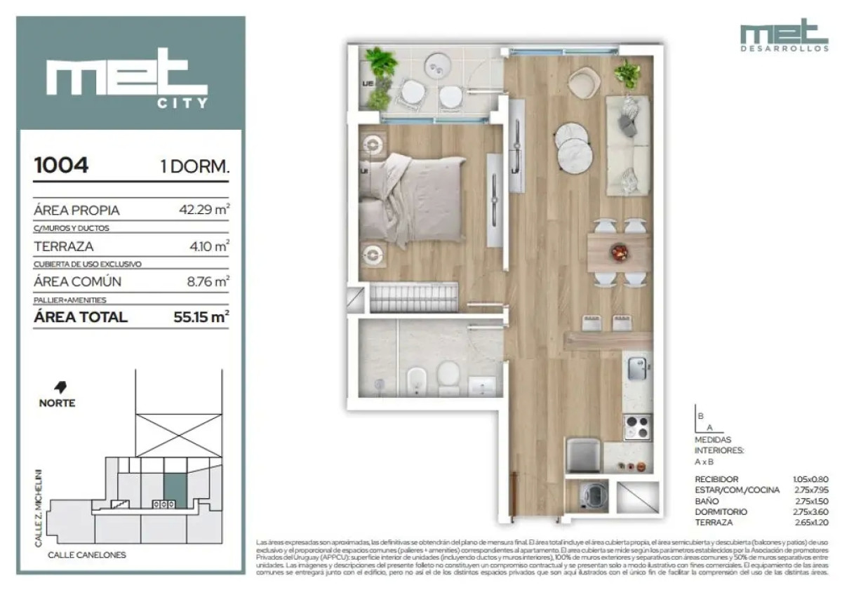 Venta Apartamento 1 Dormitorio en Cordón Sur (COD 731)
