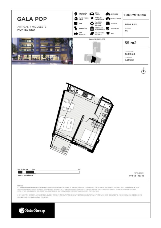 Venta Apartamento Gala Pop 1 Dormitorio -107