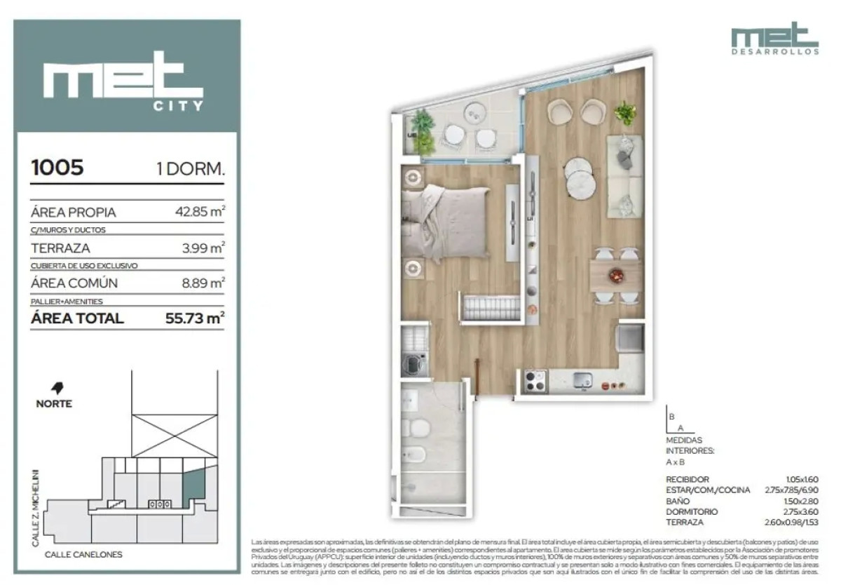 Venta Apartamento 1 Dormitorio en Cordón Sur (COD 747)