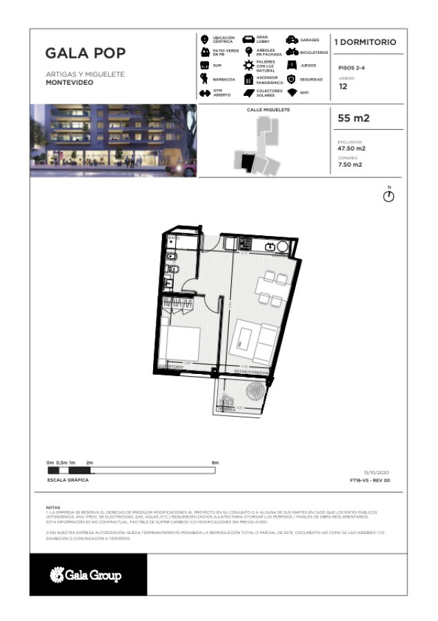 Venta Apartamento Gala Pop 1 dormitorio -212 