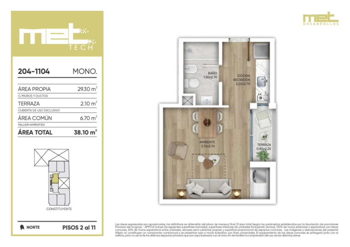 Venta Apartamento Monoambiente Cordón (COD 182)