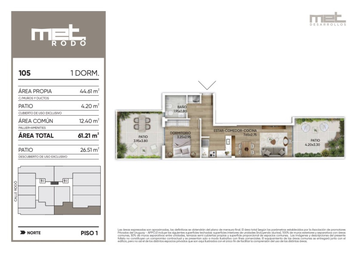 Venta Apartamento de 1 Dormitorio (COD 161)