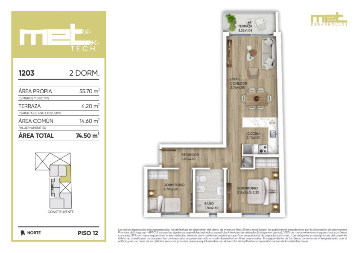 Venta Apartamento de 2 Dormitorios  (COD 196)