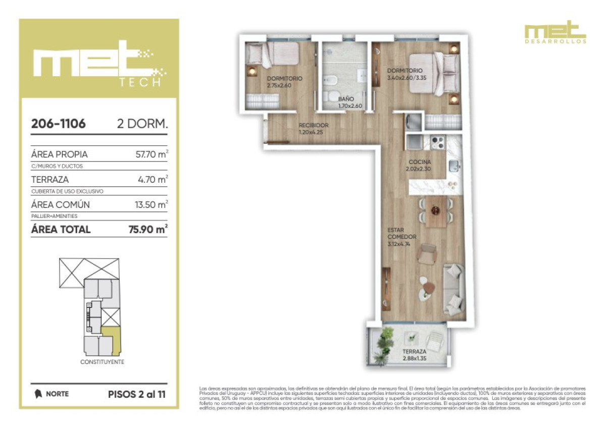 Venta Apartamento de 2 Dormitorios 